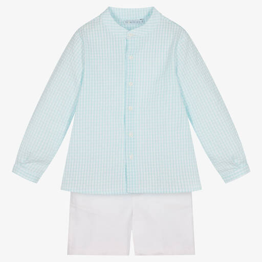 Paloma de la O-Blaues Hemd & weißes Shorts Set | Childrensalon Outlet