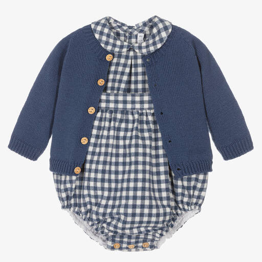 Paloma de la O-Boys Blue & White Check Shortie Set | Childrensalon Outlet