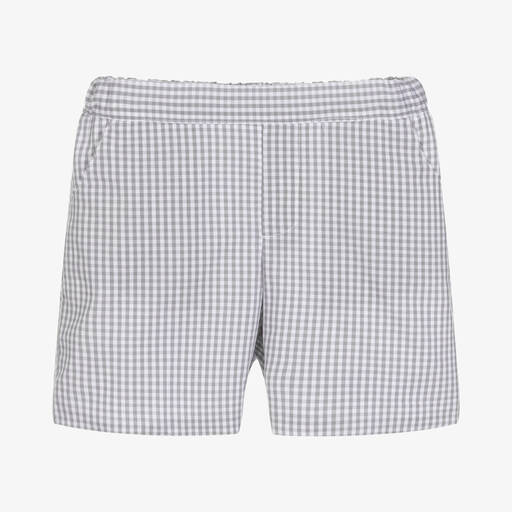 Paloma de la O-Boys Grey Gingham Cotton Shorts | Childrensalon Outlet
