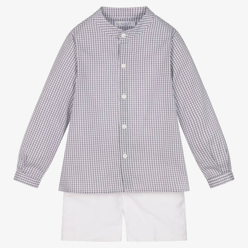 Paloma de la O-Boys Grey Shirt & White Shorts Set | Childrensalon Outlet