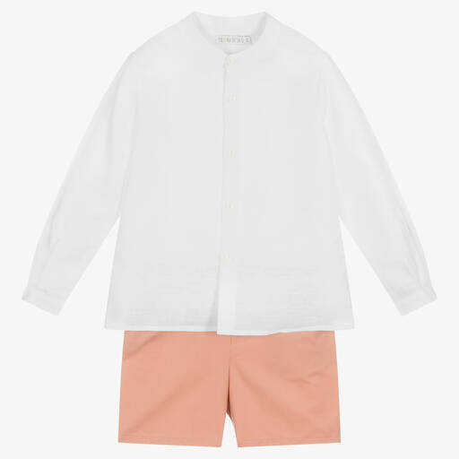 Paloma de la O-Boys White & Pink Shorts Set | Childrensalon Outlet