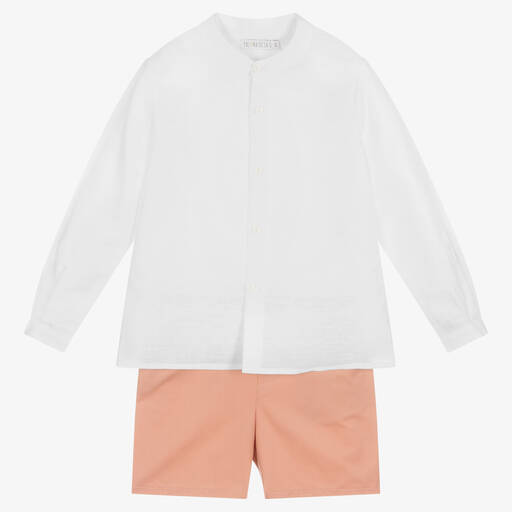 Paloma de la O-Top & Shorts Set in Weiß & Rosa | Childrensalon Outlet