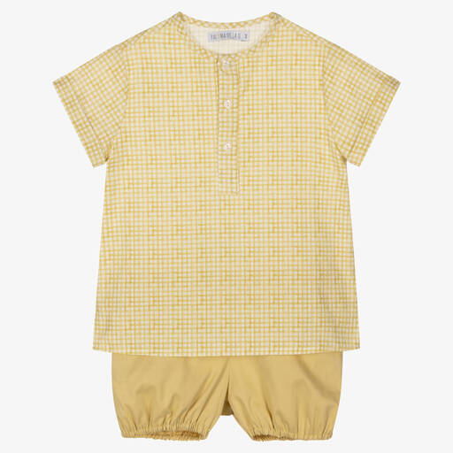 Paloma de la O-Желтый топ в клетку и шорты | Childrensalon Outlet
