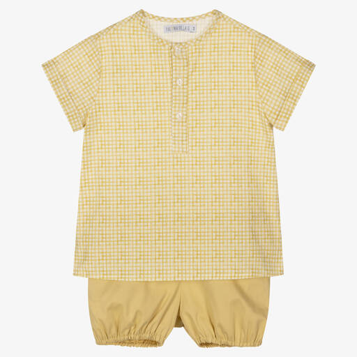 Paloma de la O-Gelbes kariertes Top & Shorts Set | Childrensalon Outlet