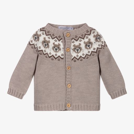 Paloma de la O-Brown Knitted Bear Cardigan | Childrensalon Outlet
