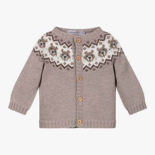 Paloma de la O-Cardigan marron en maille Ours | Childrensalon Outlet