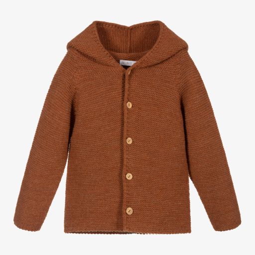 Paloma de la O-Brown Knitted Hooded Jacket   | Childrensalon Outlet