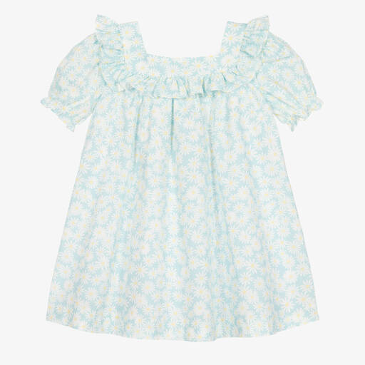 Paloma de la O-Robe bleue en coton à marguerites | Childrensalon Outlet