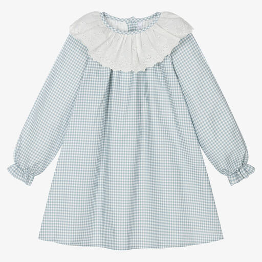 Paloma de la O-Girls Blue Gingham Check Cotton Dress | Childrensalon Outlet