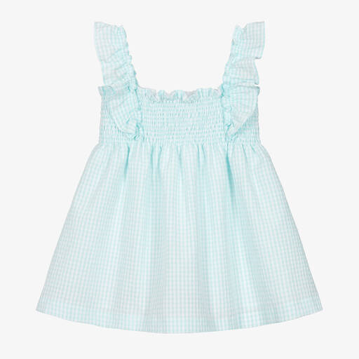 Paloma de la O-Бело-голубое платье из хлопка  | Childrensalon Outlet