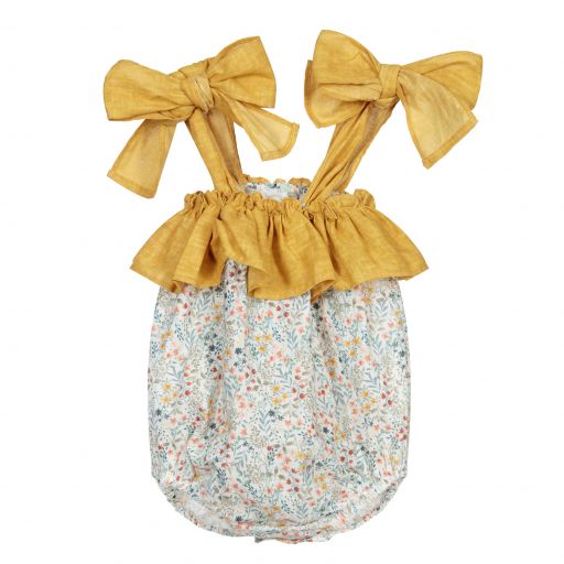Paloma de la O-Girls Floral Linen Shortie  | Childrensalon Outlet
