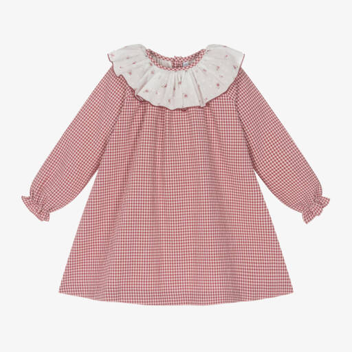 Paloma de la O-Girls Gingham Red Cotton Dress | Childrensalon Outlet