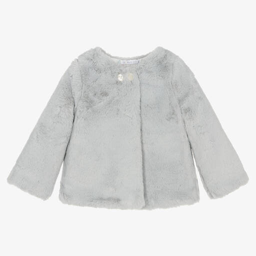 Paloma de la O-Girls Grey Faux Fur Jacket | Childrensalon Outlet