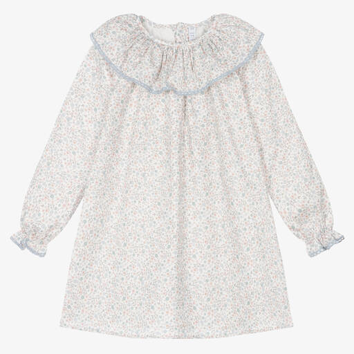 Paloma de la O-Girls Ivory Cotton Floral Dress | Childrensalon Outlet