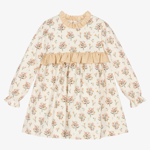 Paloma de la O-Girls Ivory Floral Cotton Dress | Childrensalon Outlet
