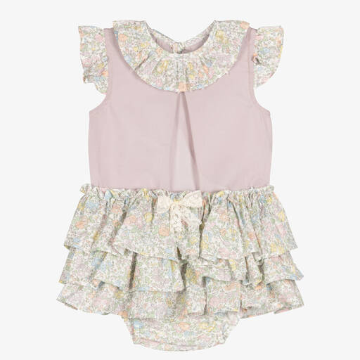 Paloma de la O-Girls Lilac & Green Floral Shorts Set | Childrensalon Outlet