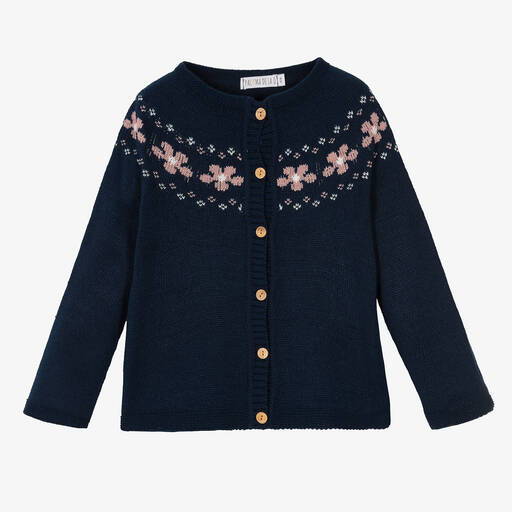 Paloma de la O-Girls Navy Blue Cardigan | Childrensalon Outlet