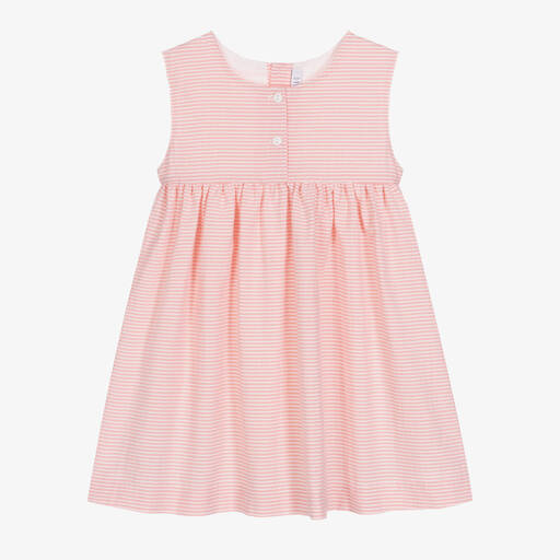 Paloma de la O-Girls Pink Cotton Striped Dress | Childrensalon Outlet