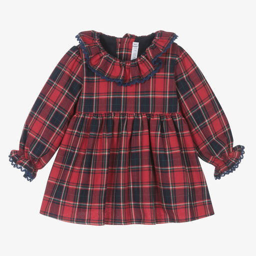 Paloma de la O-Girls Red Tartan Cotton Dress | Childrensalon Outlet