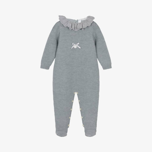 Paloma de la O-Girls Slate Wool Blend Babygrow | Childrensalon Outlet