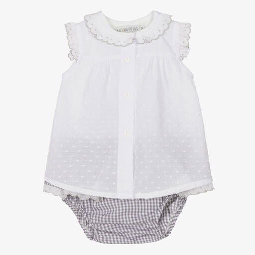 Paloma de la O-Baumwoll-Top & Shorts Set weiß/grau | Childrensalon Outlet