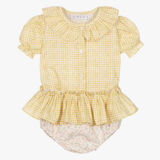 Paloma de la O-Желтая блузка и шорты из хлопка | Childrensalon Outlet