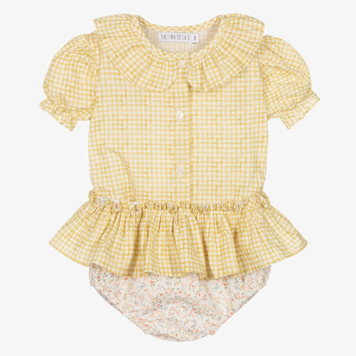 Paloma de la O-Ensemble short jaune en coton fille | Childrensalon Outlet