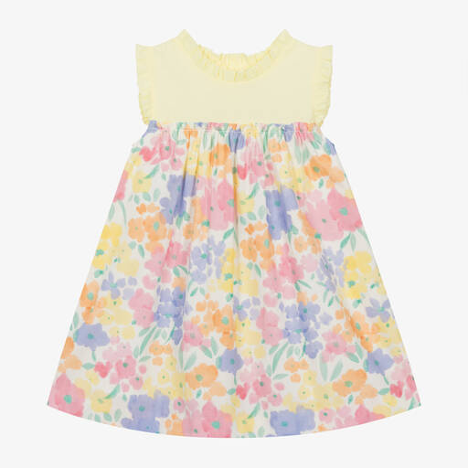 Paloma de la O-Girls Yellow Floral Cotton Dress | Childrensalon Outlet