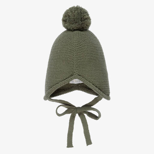 Paloma de la O-Green Knitted Pom-Pom Hat | Childrensalon Outlet