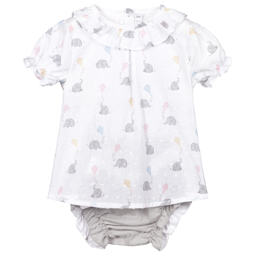 Paloma de la O-طقم شورت وتوب قطن لون رمادي للبنات | Childrensalon Outlet