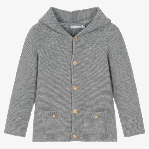 Paloma de la O-Grey Hooded Knit Cardigan | Childrensalon Outlet