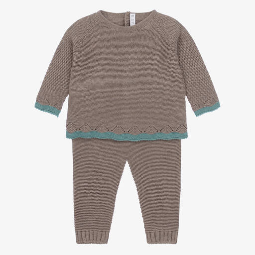 Paloma de la O-Grey Knitted Baby Trouser Set | Childrensalon Outlet
