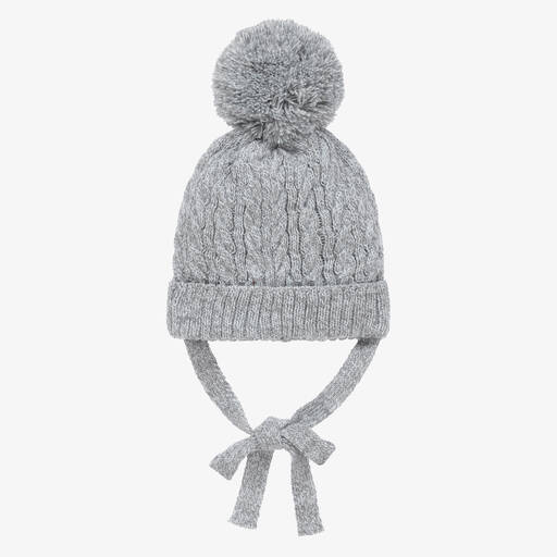 Paloma de la O-Bonnet gris et blanc à pompon | Childrensalon Outlet