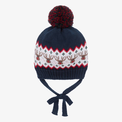 Paloma de la O-Navy Blue Knitted Reindeer Hat | Childrensalon Outlet