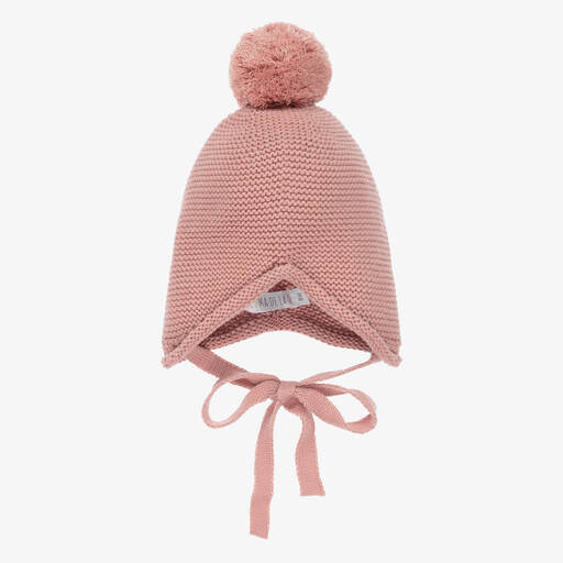 Paloma de la O-Pink Knitted Pom-Pom Hat | Childrensalon Outlet