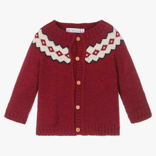 Paloma de la O-Red Fair Isle Cardigan | Childrensalon Outlet