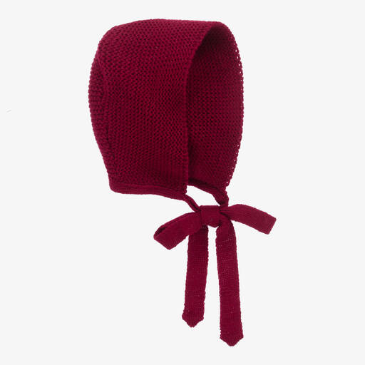 Paloma de la O-قبعة بونيه أكريليك محبوك لون أحمر داكن | Childrensalon Outlet