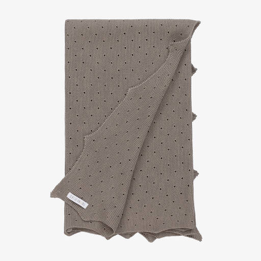 Paloma de la O-Taupe Brown Knitted Blanket (87cm) | Childrensalon Outlet
