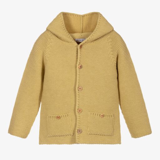 Paloma de la O-Yellow Knitted Hooded Jacket | Childrensalon Outlet