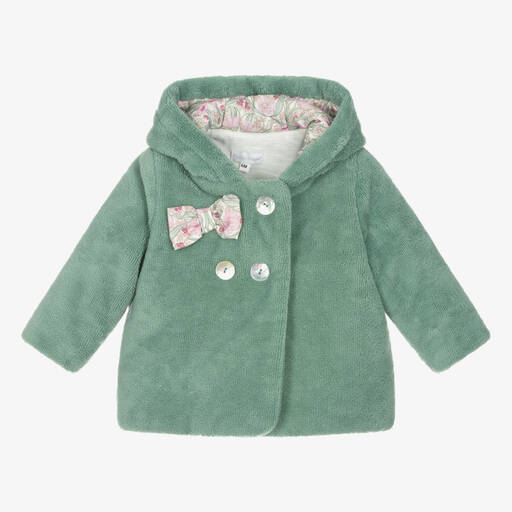 Pan Con Chocolate-Baby Girls Green Hooded Pram Coat | Childrensalon Outlet