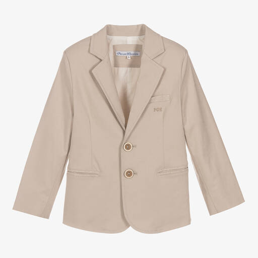 Pan Con Chocolate-Boys Beige Cotton & Linen Blazer | Childrensalon Outlet