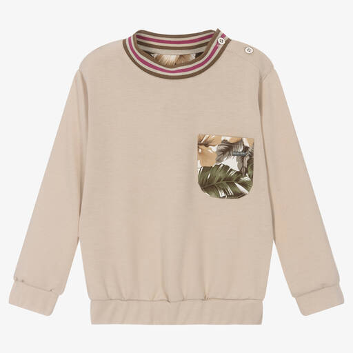 Pan Con Chocolate-Sweat beige en jersey garçon | Childrensalon Outlet