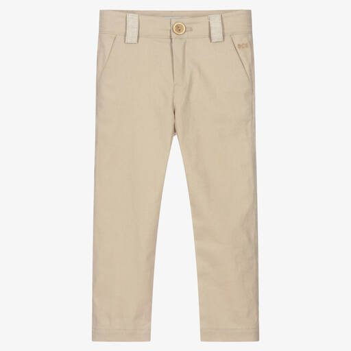 Pan Con Chocolate-Boys Beige Linen & Cotton Trousers | Childrensalon Outlet