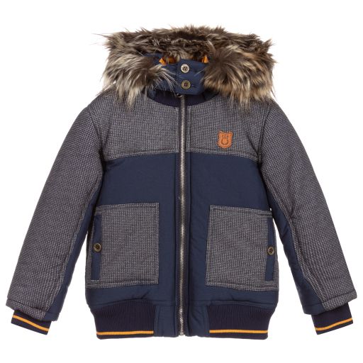 Pan Con Chocolate-Boys Blue Hooded Jacket | Childrensalon Outlet