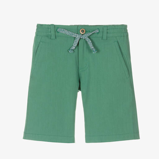 Pan Con Chocolate-Boys Green Cotton Shorts | Childrensalon Outlet