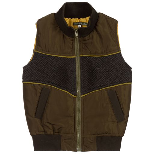 Pan Con Chocolate-Boys Green Padded Gilet | Childrensalon Outlet