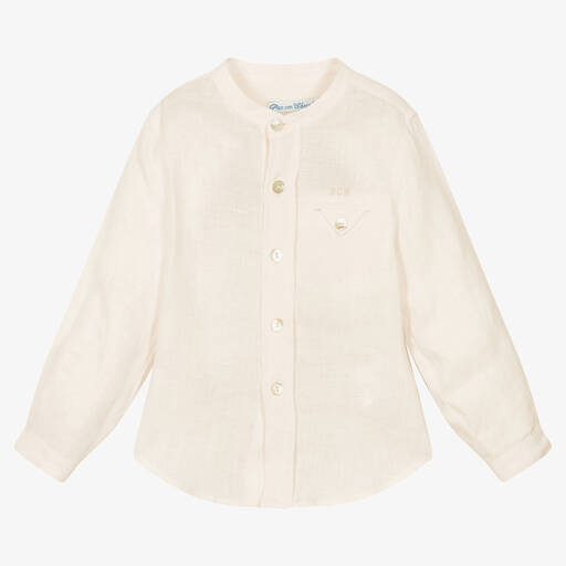 Pan Con Chocolate-Boys Ivory Linen Shirt | Childrensalon Outlet
