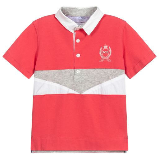 Pan Con Chocolate-Boys Red Cotton Polo Shirt | Childrensalon Outlet