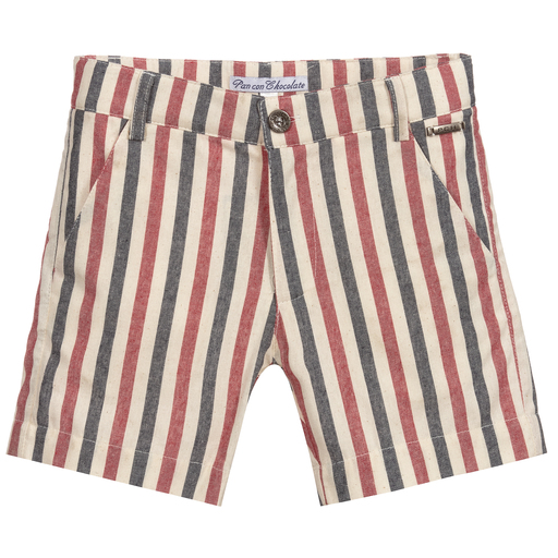 Pan Con Chocolate-Boys Striped Cotton Shorts | Childrensalon Outlet