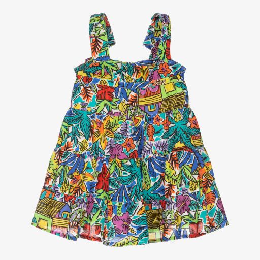 Pan Con Chocolate-Girls Blue Floral Cotton Dress | Childrensalon Outlet
